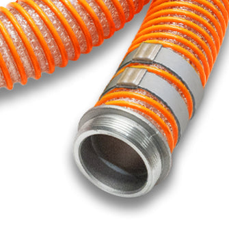 6" Orange & Clear PVC Suction Hose Camlock Female x NPT Male